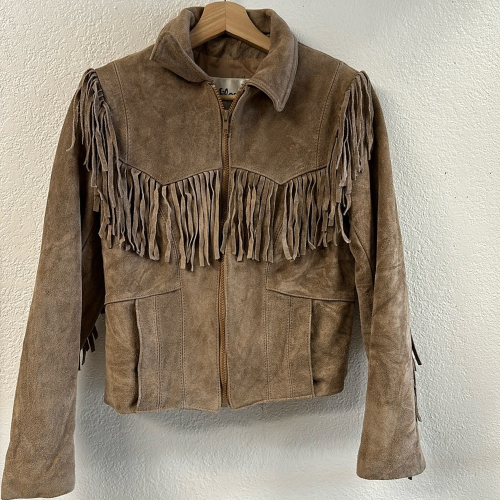 Vintage Wilsons Leather Suede Fringe Western Jacket Ladies XS